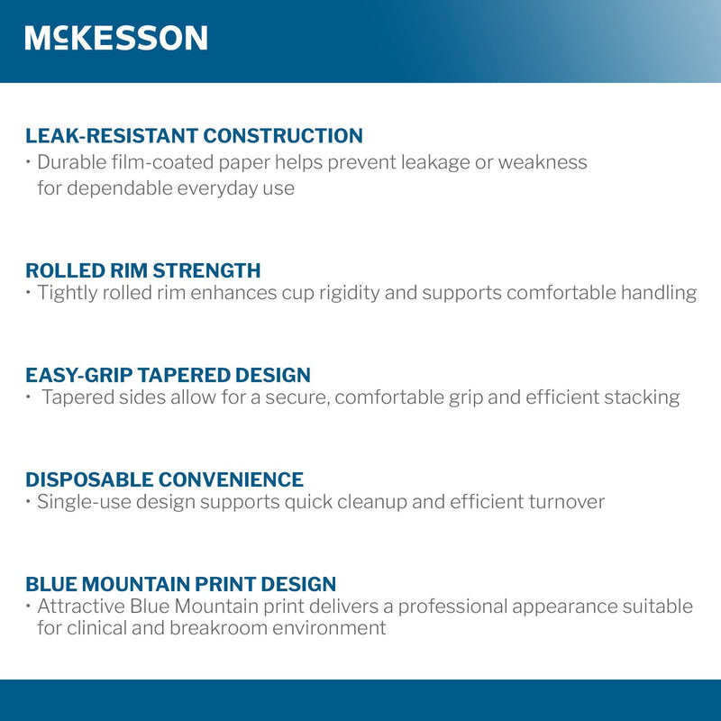 McKesson Paper Cup for Cold Beverages, Blue Mountain Print, 3-ounce Capacity (100/SL) 