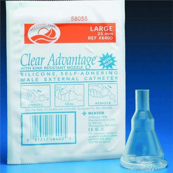 Male External Catheter Clear Advantage Self-Adhesive Strip Silicone X-Large 