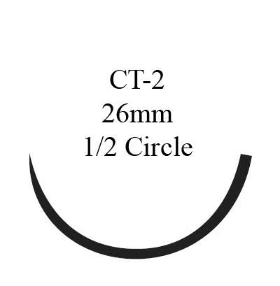 Absorbable Suture with Needle Coated Vicryl Polyglactin 910 CT-2 1/2 Circle Taper Point Needle Size 2-0 Braided (Box of 12)