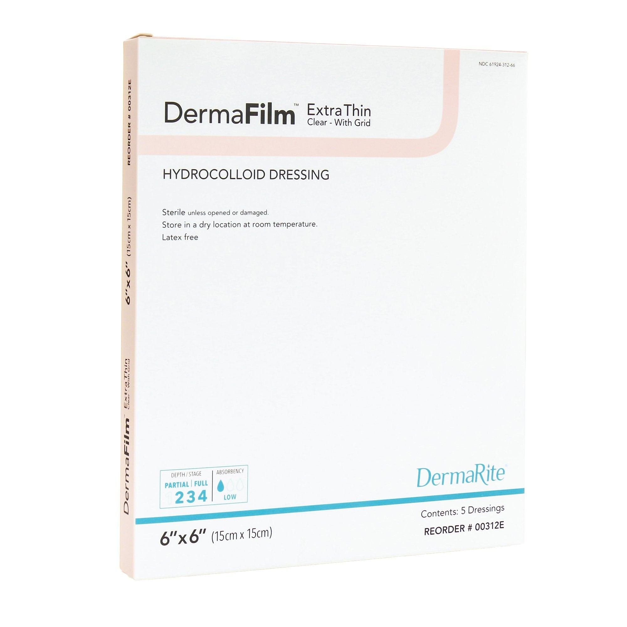 Sion Brands LLC DermaFilm Thin with Border Hydrocolloid Dressing, 6 x 6 Inch (5/BX) 