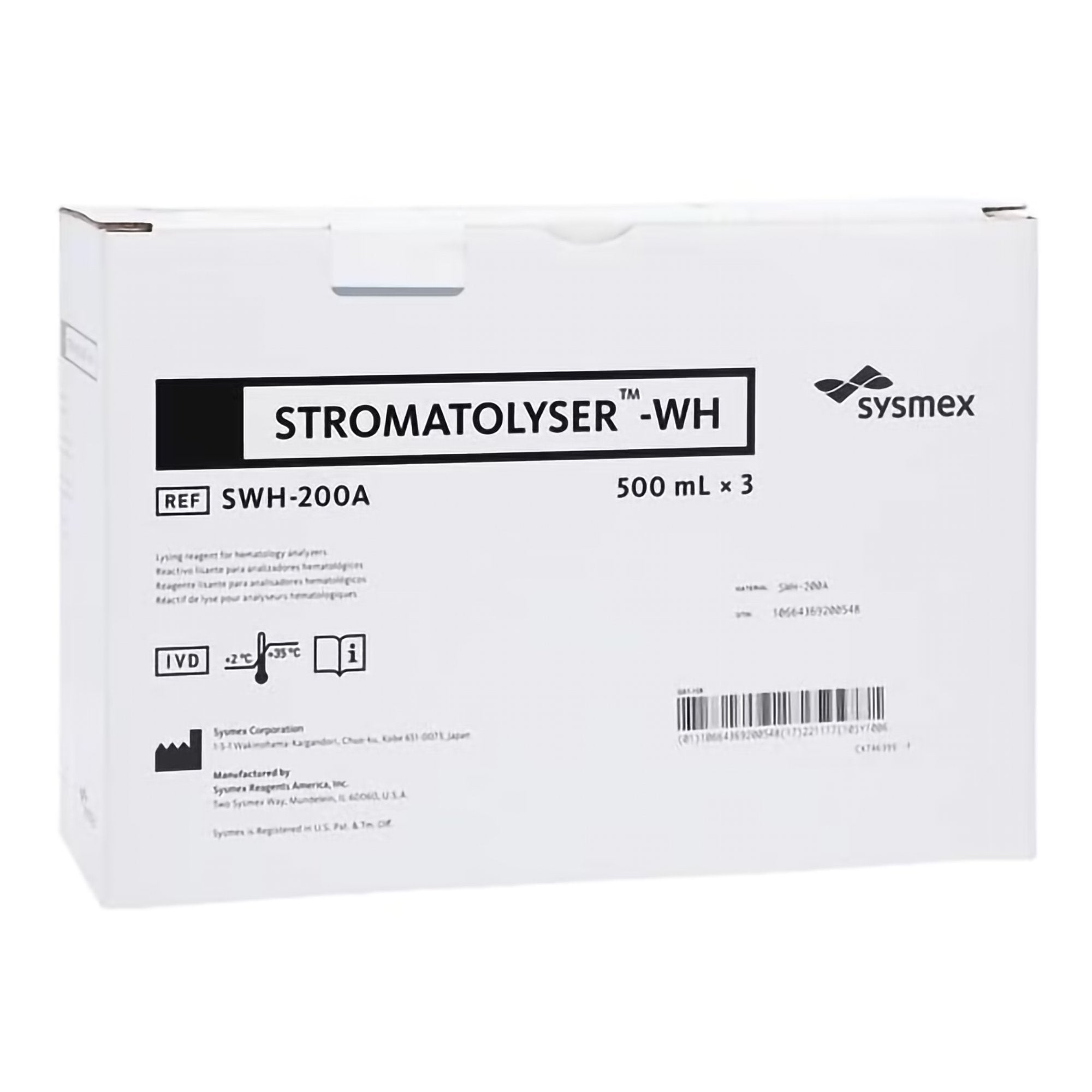 Sysmex America Stromatolyser-WH Reagent for use w/ Sysmex Hematology Analyzers, HGB/WBC tests 