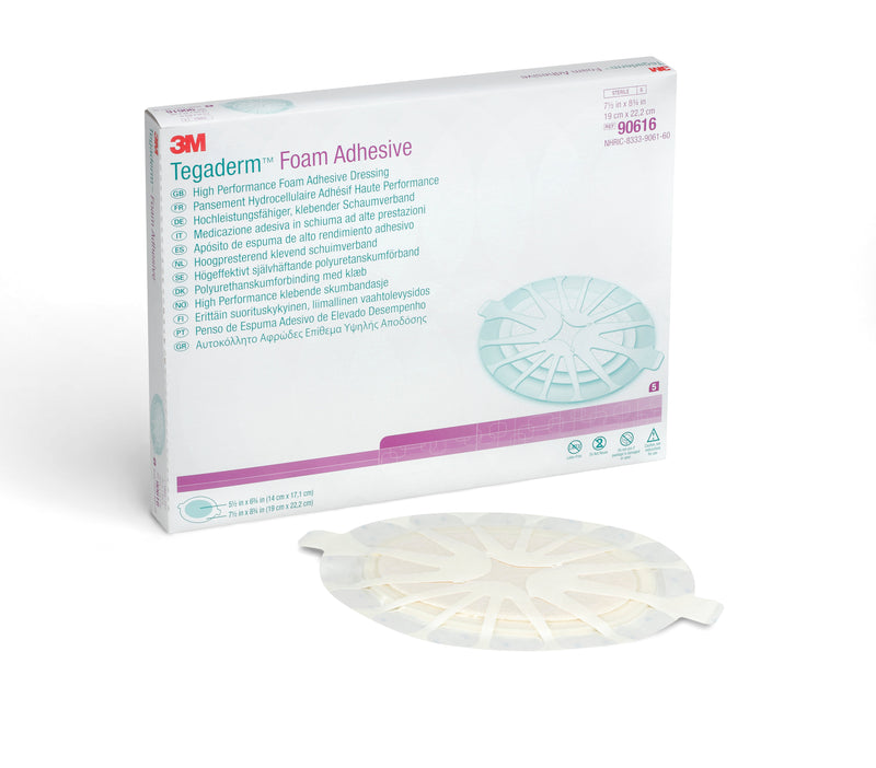 Solventum Corporation 3M Tegaderm High Performance AdhesiveBorder Foam Dressing, 19 x 22.2 cm Oval (15/CS)