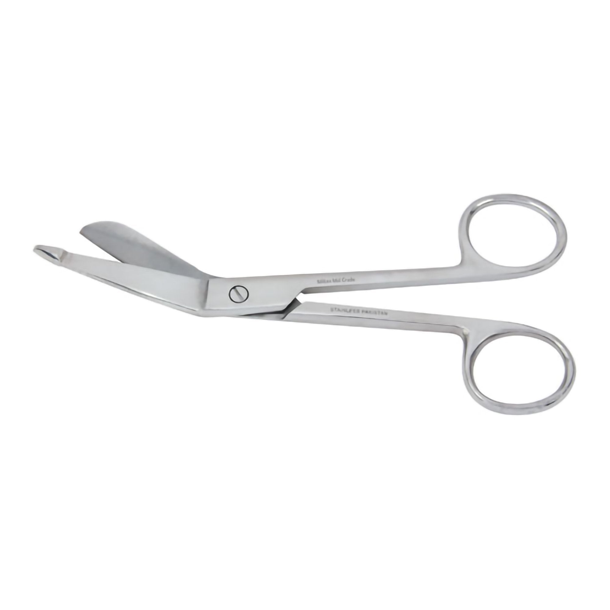 Bandage Scissors Vantage Lister 7-1/4 Inch Length Floor / Office Grade Pakistani Stainless Steel NonSterile Finger Ring Handle Angled Blunt Tip / Blunt Tip 