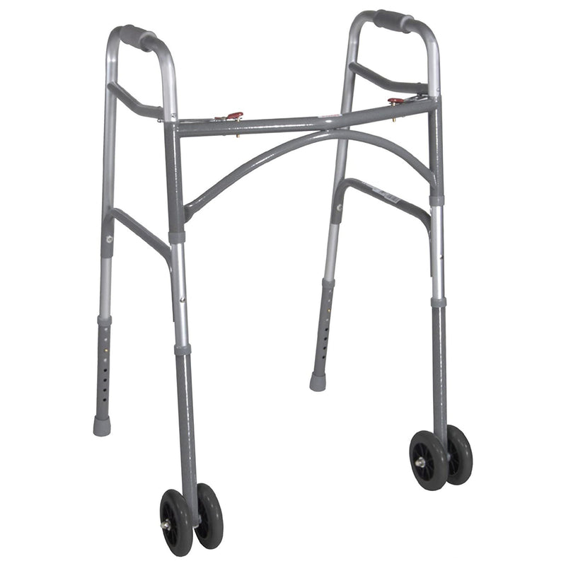 McKesson Bariatric Folding Walker w/ Wheels, Height Adjusts from 32 to 39 Inches (Case)
