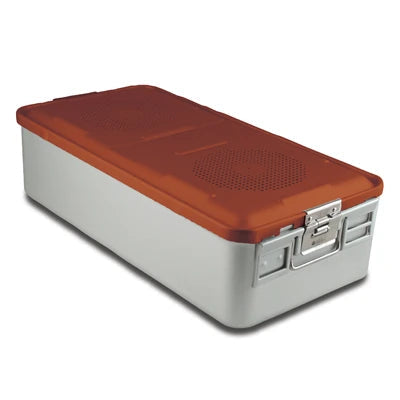 SklarLite Sterilization Container - Full-Size, Safe Lid, Perforated Bottom, 23" x 11" x 6", Red - 10-4136 