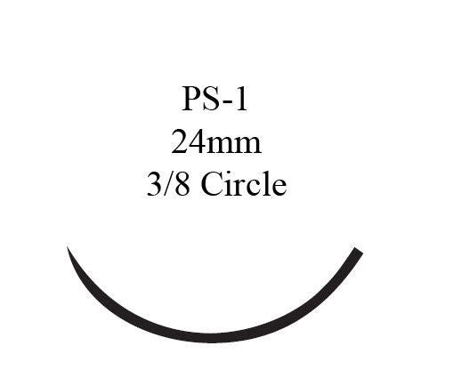 Absorbable Suture with Needle Monocryl Poliglecaprone PS-1 3/8 Circle Reverse Cutting Needle Size 3-0 Monofilament 