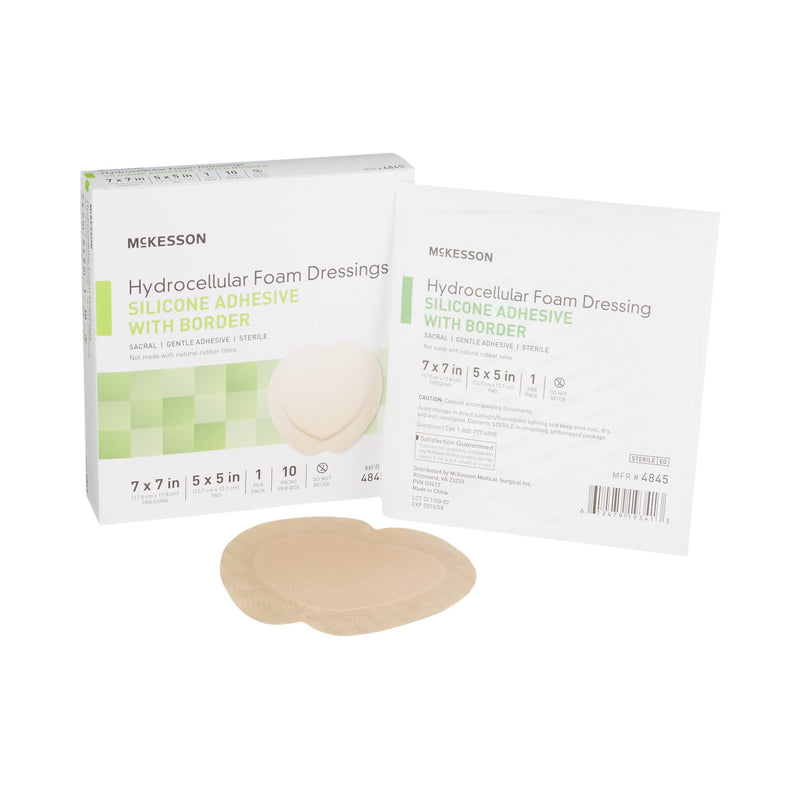 McKesson Silicone Adhesive with Border Silicone Foam Dressing, 7 x 7 Inch Sacral (Case of 200)