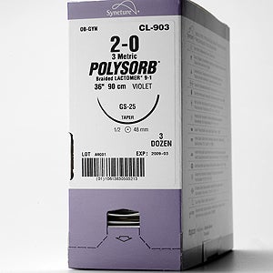 Absorbable Suture without Needle Polysorb Polyester Size 0 18 Inch Suture Braided
