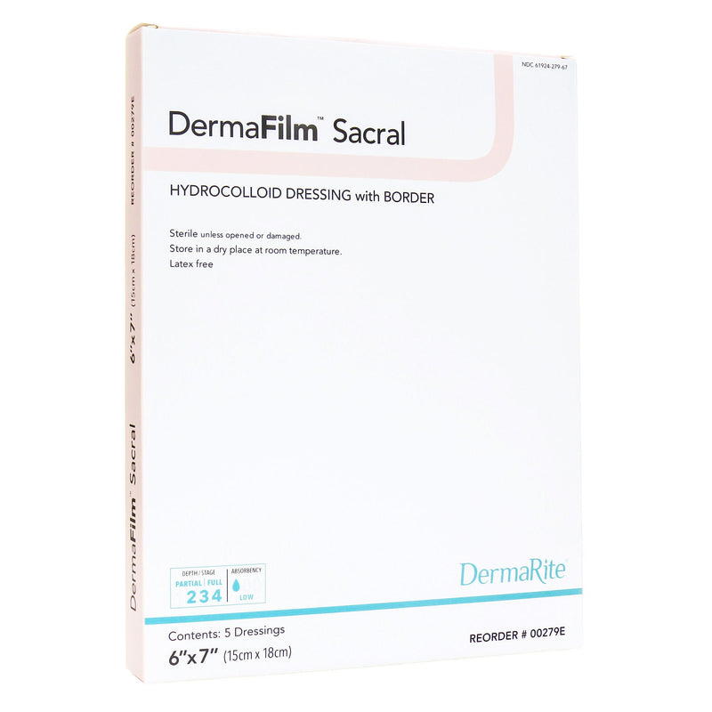 DermaFilm Hydrocolloid Dressing, 6 x 7 Inch Sacral (Box of 5)