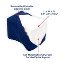 Carex Knee Pillow , Memory Foam, 10.5 x 7.75 x 8 Inch, Dark Blue (4/CS) 