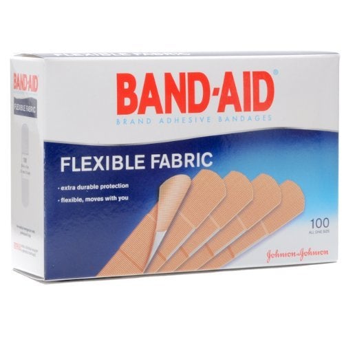 Band-Aid Flexible Fabric Tan Adhesive Strip, 1 x 3 Inch (Box of 100)