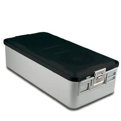 SklarLite Sterilization Container - Full-Size, Safe Lid, Perforated Bottom, 23" x 11" x 6", Black - 10-4142 