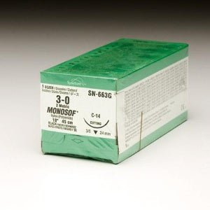 Nonabsorbable Suture with Needle Monosof Nylon C-14 3/8 Circle Reverse Cutting Needle Size 3-0 Monofilament 