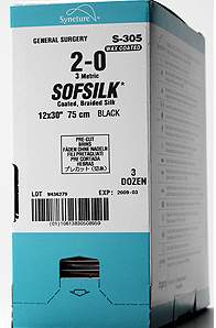 Nonabsorbable Suture without Needle Sofsilk Silk Size 2-0 18 Inch Suture Braided