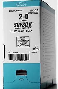 Nonabsorbable Suture without Needle Sofsilk Silk Size 2-0 18 Inch Suture Braided 