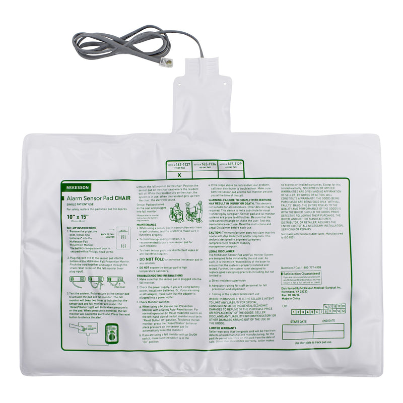 McKesson Chair Alarm Sensor Pad, 10 x 15 Inch (Case of 50)