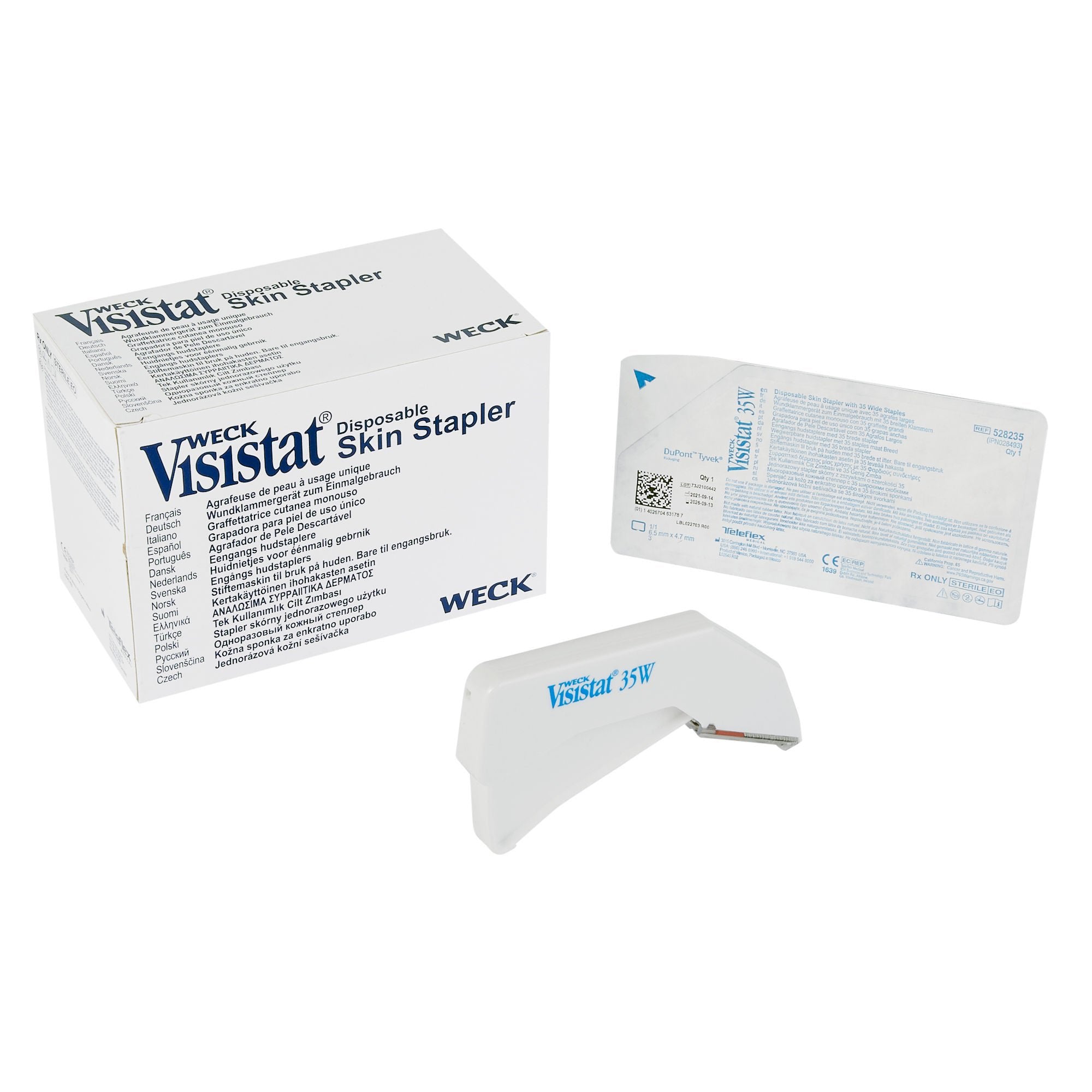 Wound Stapler Weck Visistat Squeeze Handle Stainless Steel Staples Wide Staple 35 Staples (Box of 6)