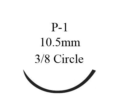 Absorbable Suture with Needle Monocryl Poliglecaprone P-1 3/8 Circle Precision Reverse Cutting Needle Size 5-0 Monofilament (Box of 12)