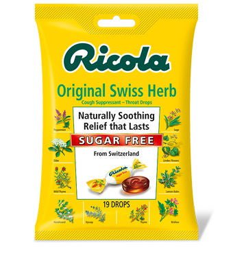 Ricola Cough Suppressant Throat Drops Sugar Free Original Swiss Herb (Bag of 19)