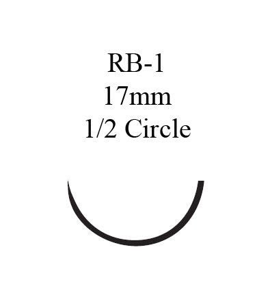 Absorbable Suture with Needle GUT CHROMIC Chromic Gut RB-1 1/2 Circle Taper Point Needle Size 4-0 Monofilament (Box of 36)