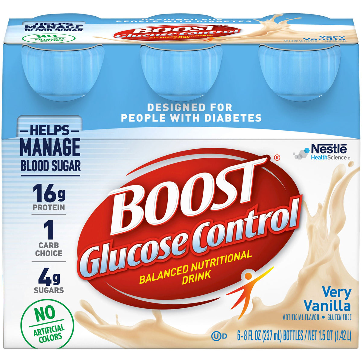 Boost Glucose Control Vanilla Balanced Nutritional Drink, 8-ounce Bottle (Case of 24)