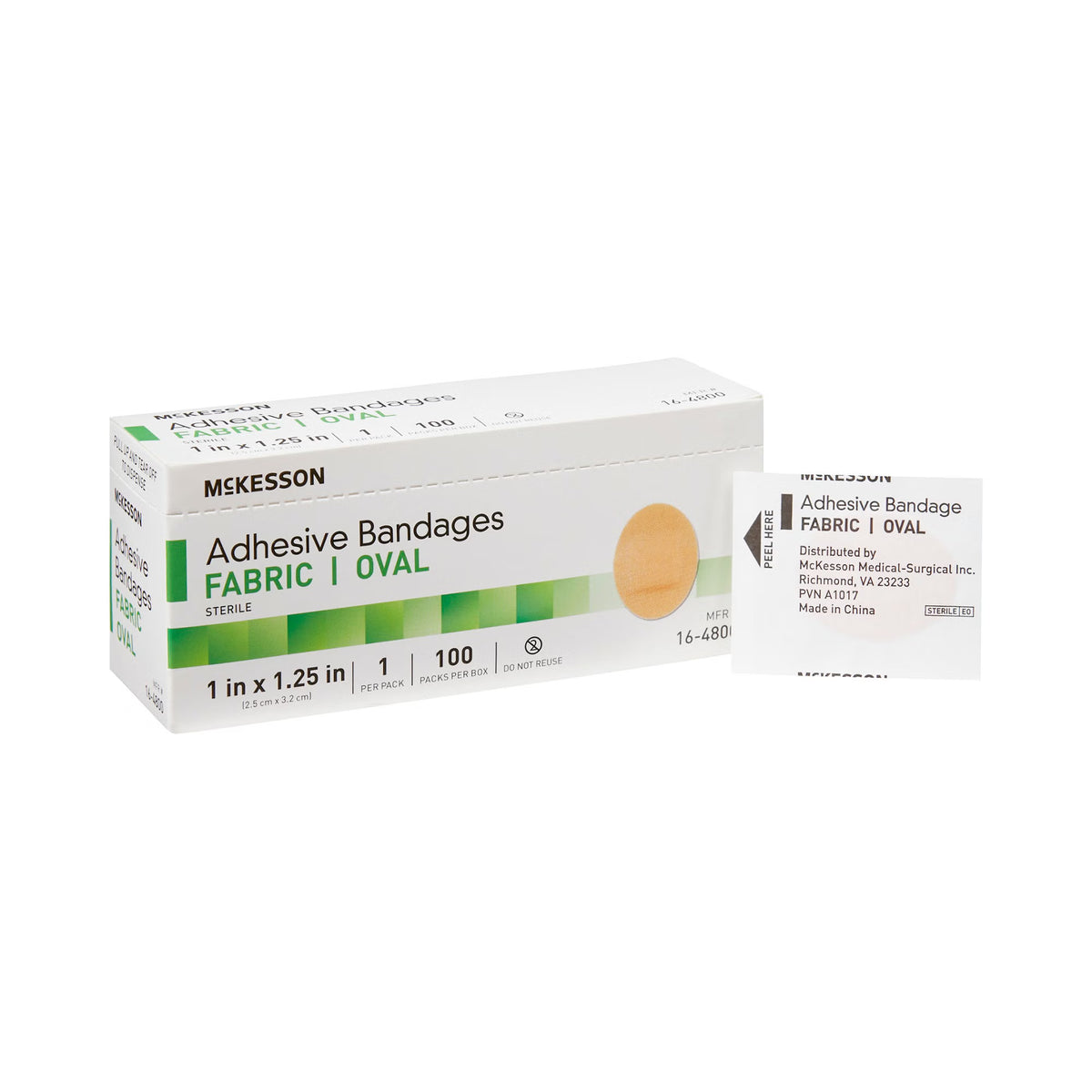 McKesson Oval Tan Adhesive Bandage, 1 x 1-1/4 Inch (Case of 2400)