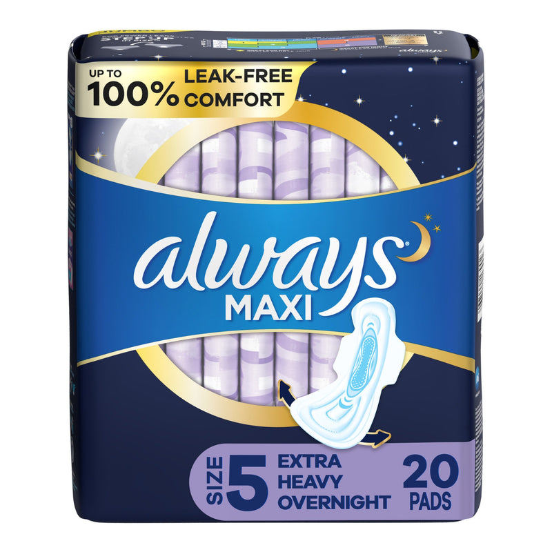 Always Maxi Extra Heavy Overnight Pads with Wings, Size 5 (Pack of 20)
