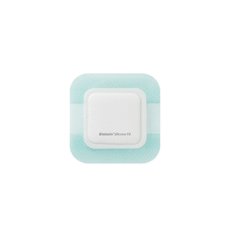 Silicone Foam Dressing Biatain Silicone Fit 5 X 5 Inch With Border Film Backing Silicone Adhesive Square Sterile (Box of 10)
