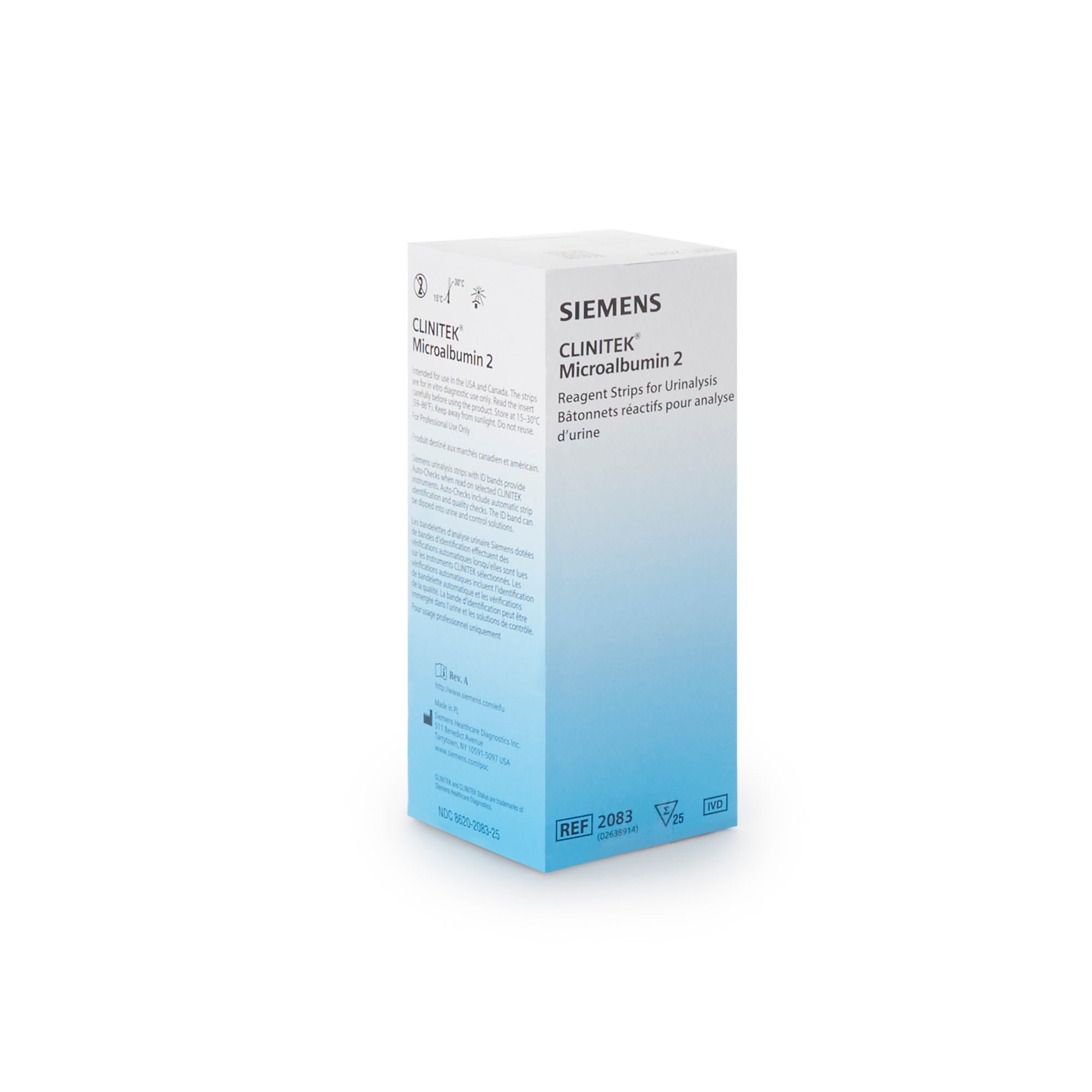 Clinitek Reagent Test Strip for use with Small Clinitek Systems, Microalbumin (Box of 25)