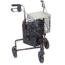 drive Deluxe 3 Wheel Rollator, Red (Each)