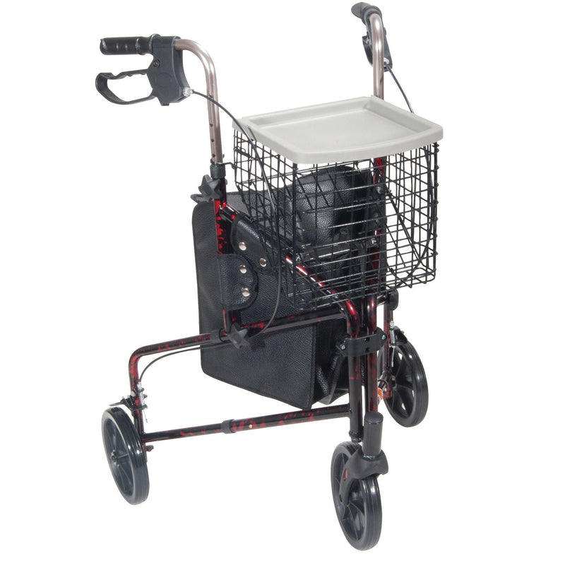 drive Deluxe 3 Wheel Rollator, Red (Each)
