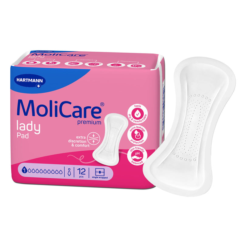 Bladder Control Pad MoliCare Premium Lady Pads 3 X 8-1/2 Inch Light Absorbency Polymer Core One Size Fits Most (Case of 192)