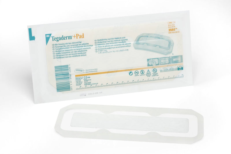 Solventum Corporation 3M Tegaderm Transparent Film Dressing with Pad, 3-1/2 x 10 Inch (100/CS)