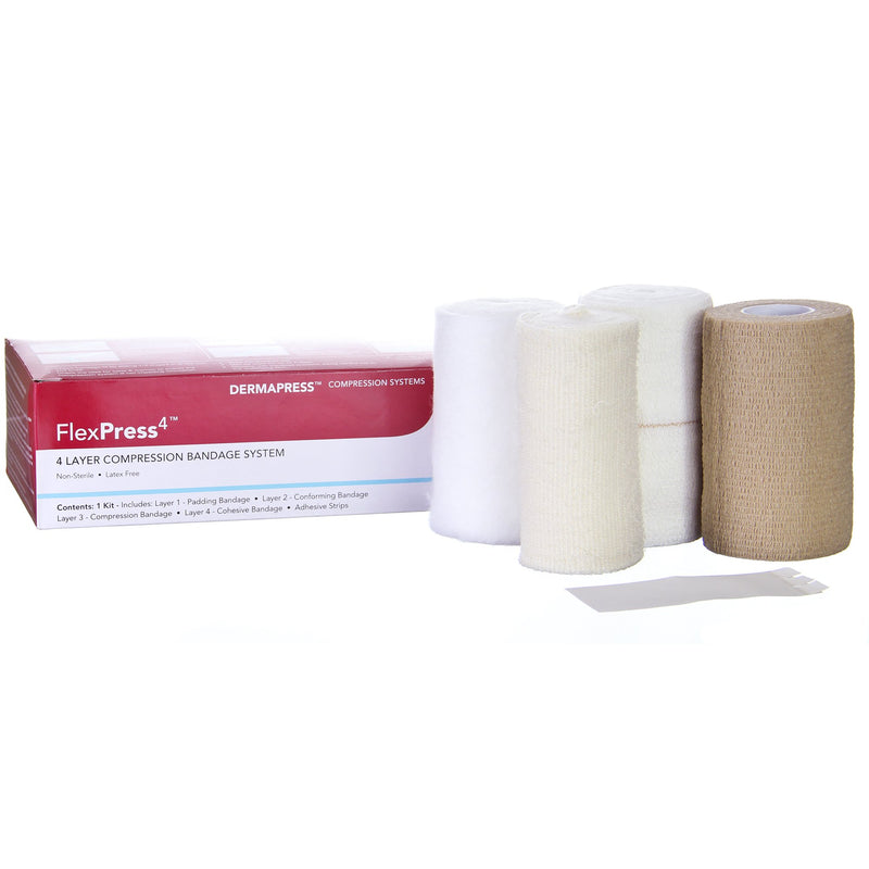 FlexPress4 Self-adherent / Tape Closure 4 Layer Compression Bandage System (Box)