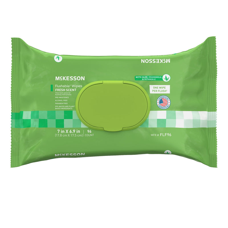McKesson Flushable* Wet Wipes - Scented, 96 Wet Wipes per Pack (Case of 576)