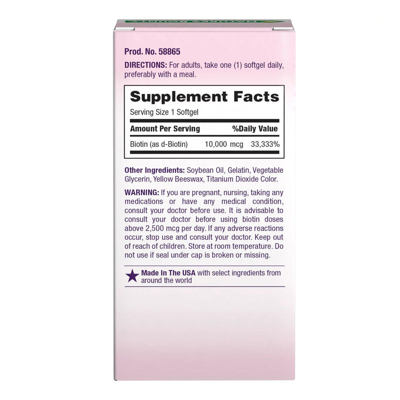 Nature's Bounty Optimal Solutions Biotin 10,000 mcg Rapid Release Softgels