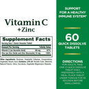 US Nutrition Nature's Bounty Quick Dissolve Vitamin C plus Zinc
