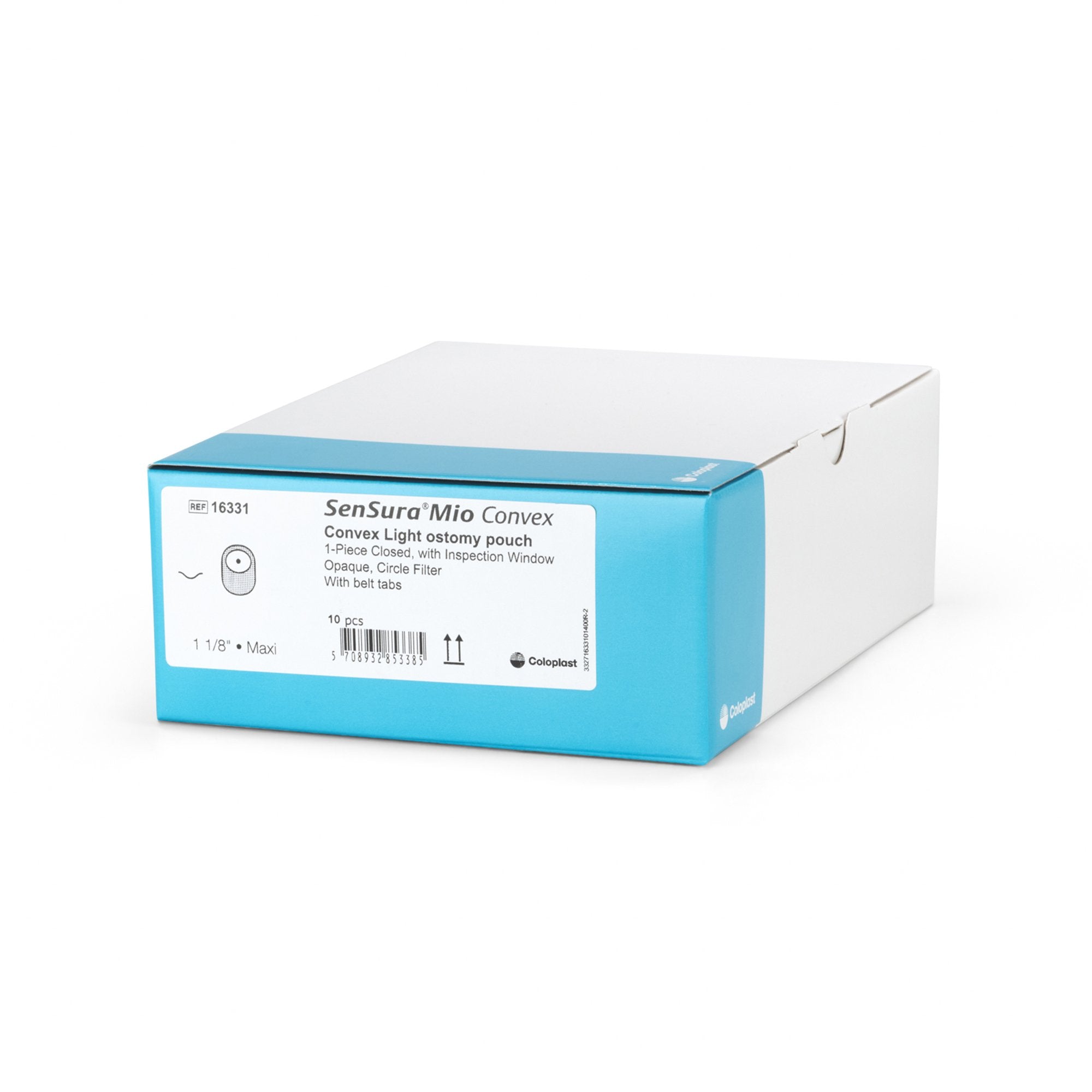Coloplast SenSura Mio Convex Light 1-Piece Closed End Opaque Ostomy Pouch, 28 mm Stoma (10/BX) 