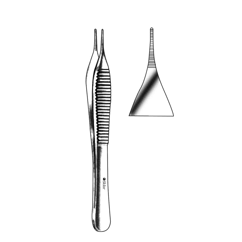 Sklar Adson Micro Dressing Forceps - 4-3/4", Straight, Serrated - 98-2048 