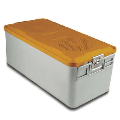SklarLite Sterilization Container - Full-Size, Standard Lid, Non-Perforated Bottom, 23" x 11" x 10", Yellow - 10-4194 