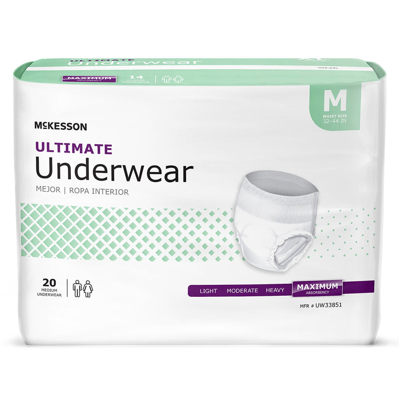 McKesson Ultimate Heavy Absorbency Incontinence Underwear, Medium (Case of 80)
