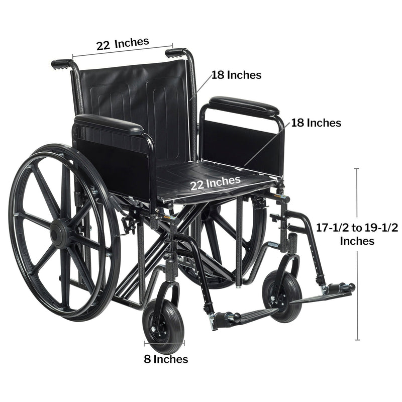 McKesson Bariatric Wheelchair, 22-Inch Seat Width (Case)