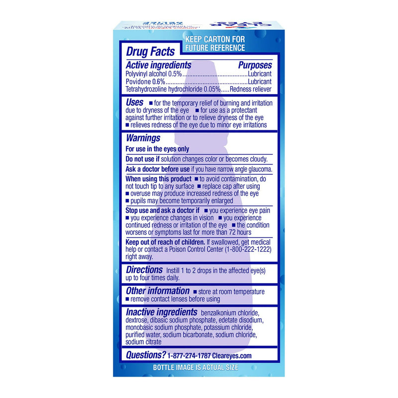 Clear Eyes Triple Action Lubricant Redness Reliever Eye Drops