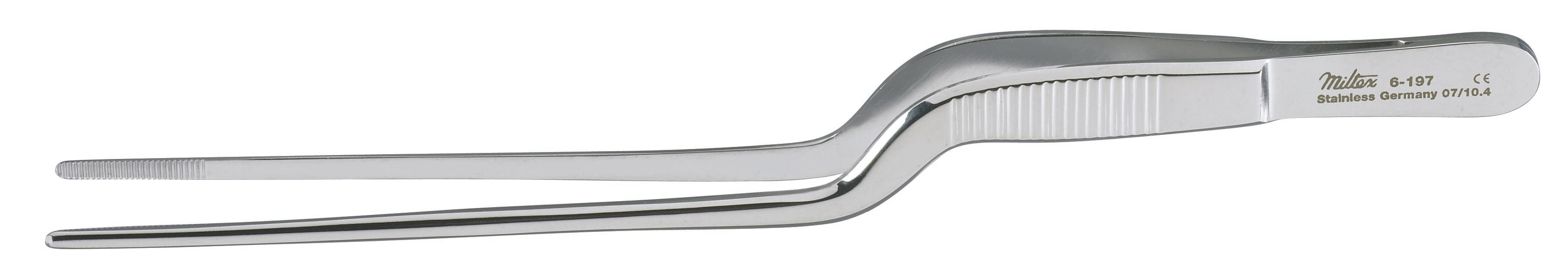 Dressing Forceps Miltex Jansen-Gruenwald 6-1/2 Inch Length OR / Surgical Grade German Stainless Steel NonSterile NonLocking Thumb Handle Straight Serrated Tips 