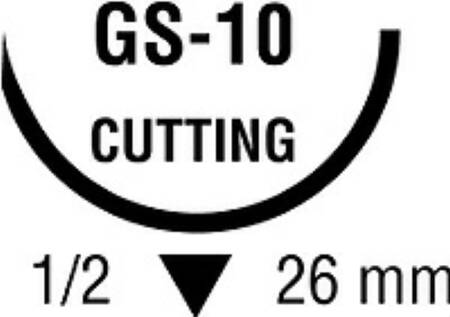 Absorbable Suture with Needle Polysorb Polyester GS -10 1/2 Circle Reverse Cutting Needle Size 2-0 Braided