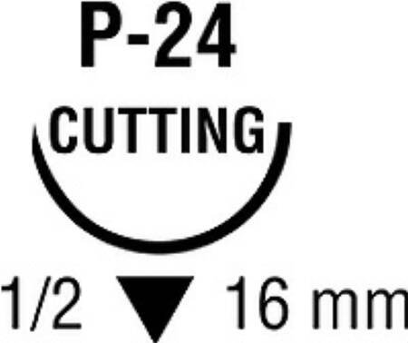 Absorbable Suture with Needle Polysorb Polyester P-24 1/2 Circle Reverse Cutting Needle Size 4-0 Braided