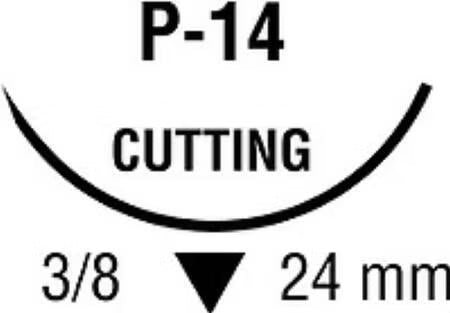 Absorbable Suture with Needle Caprosyn Polyester P-14 3/8 Circle Precision Reverse Cutting Needle Size 3-0 Monofilament