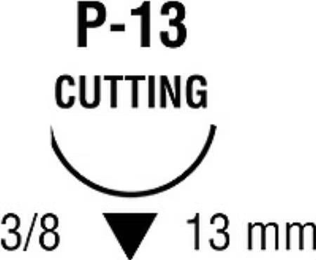 Absorbable Suture with Needle Polysorb Polyester P-13 3/8 Circle Precision Reverse Cutting Needle Size 4-0 Braided