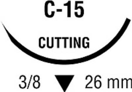 Nonabsorbable Suture with Needle Surgipro Polypropylene C-15 3/8 Circle Reverse Cutting Needle Size 2-0 Monofilament