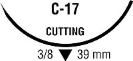 Nonabsorbable Suture with Needle Monosof Nylon C-17 3/8 Circle Reverse Cutting Needle Size 2-0 Monofilament 